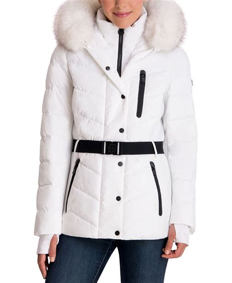 michael michael kors faux-fur-trim hooded puffer coat|Michael Kors quilted puffer jacket.